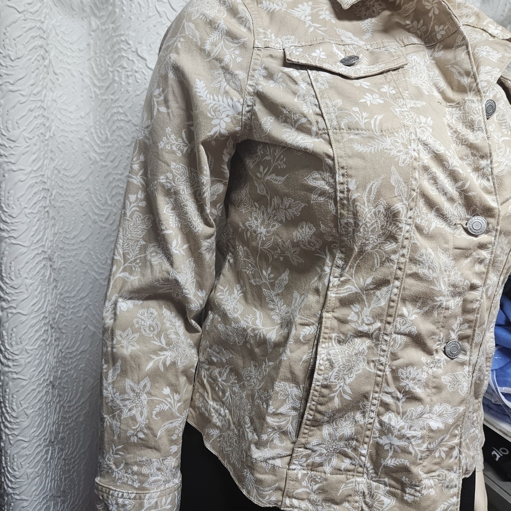 Croft & Barrow Tan Jean Jacket Fitted Waist-Length - Picture 3 of 7